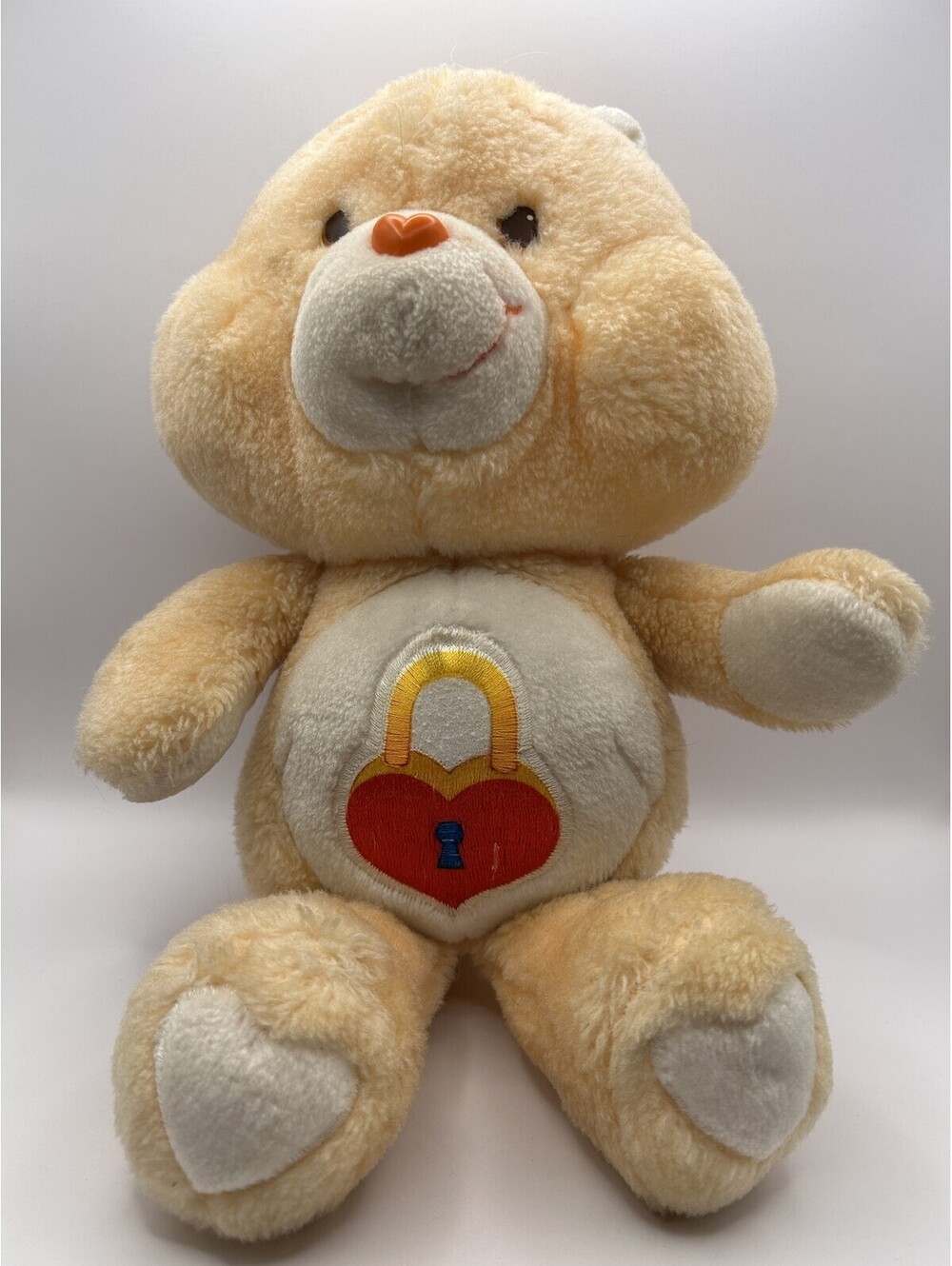 Care Bears Secret Bear Peach Padlock Plush Pull String Used